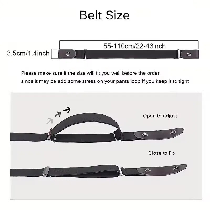 2 Pack No Buckle Elastic Belt Invisible Loop Belt for Jeans Pants gallery