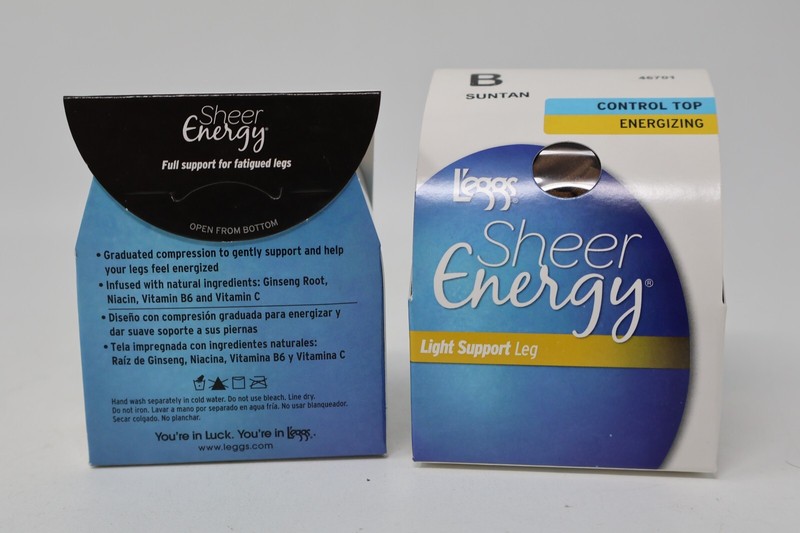 L'eggs Sheer Energy Light Support Leg Control Top Pantyhose Suntan B Lot of 2 gallery