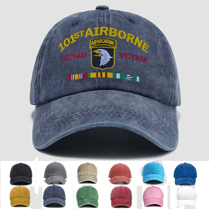Custom Embroidered Hat US ARMY 101ST AIRBORNE VIETNAM VETERAN RIBBON,Trucker Hat