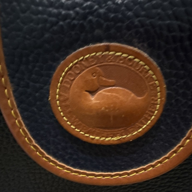 Dooney & Bourke Navy Pebbled Top Handle Satchel, Zip, Gold HW, Pockets gallery
