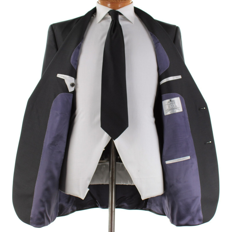 Jack Victor NWD Wool Blend Two Piece Suit Size 42L US Napoli In Black Check gallery