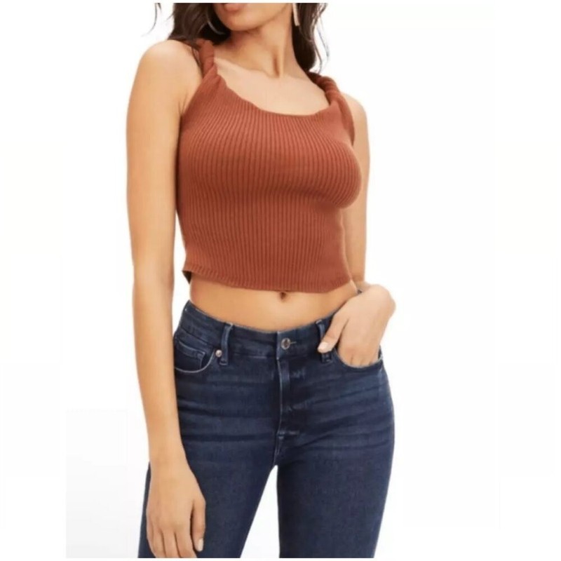 Good American Twisted Shoulder Ribbed Knit Tank 2X/3X gallery
