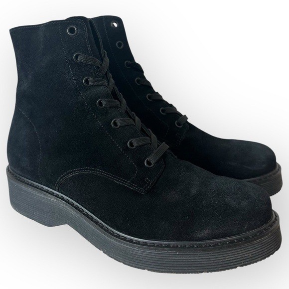 Vince Monastir lace-up combat boots black suede