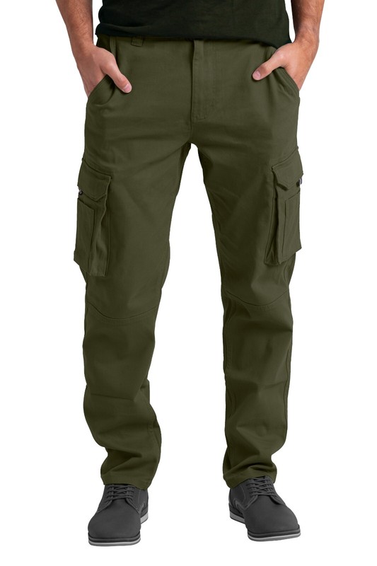 Mens Cargo Stretch Pants Classic Fit Straight Leg Outdoor Work Regular Fit Pants gallery