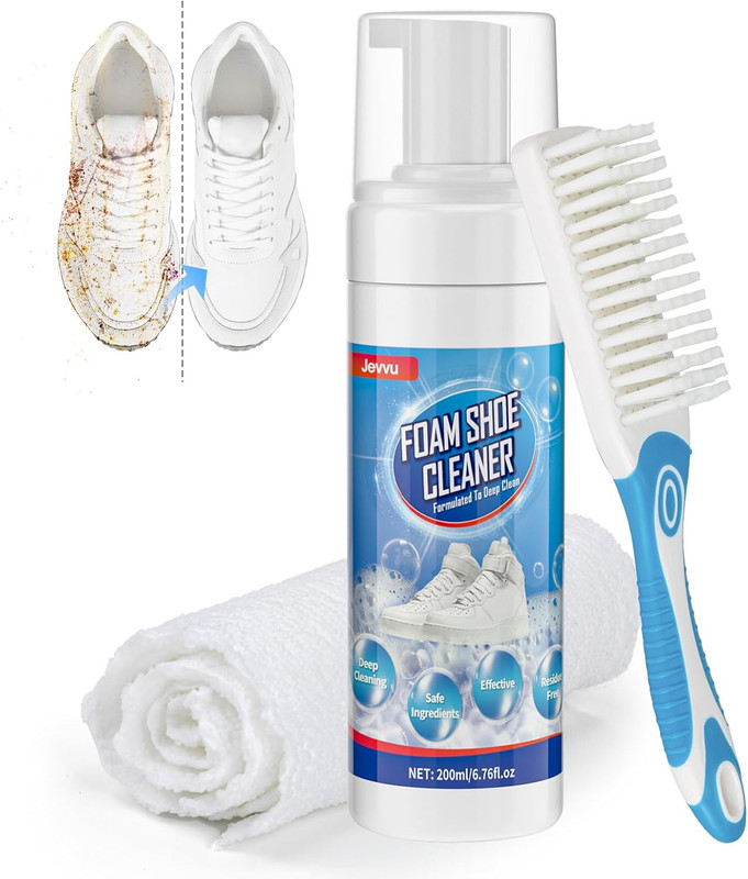 Jevvu Shoe Cleaner, Sneaker Cleaner Foam for Removing Stains and Dirt, Shoe Clea