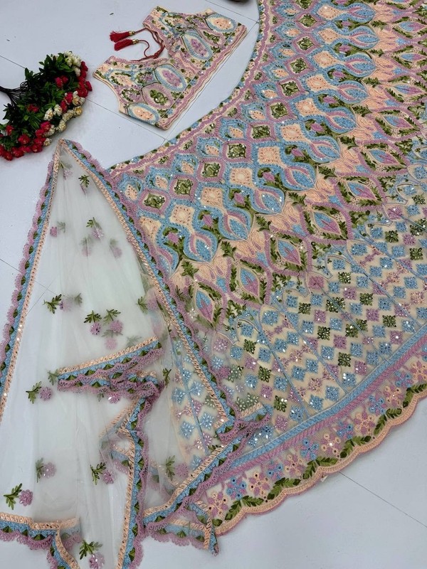 Exclusive Designer Soft Net Lehenga Choli With Dupatta For Wedding Wear gallery