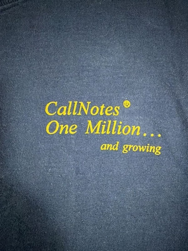 Vintage 90s CallNotes Plus Graphic T-Shirt Navy Blue XL