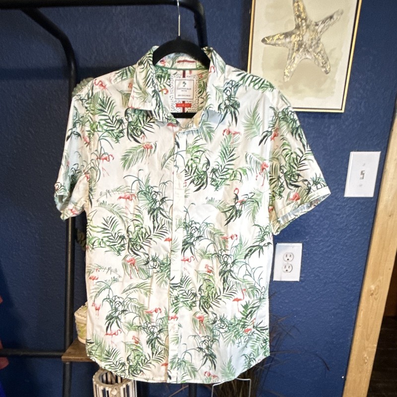 Cactus Man Ricky Singh Men’s Slim Fit Tropical Floral Button-Up Shirt L
