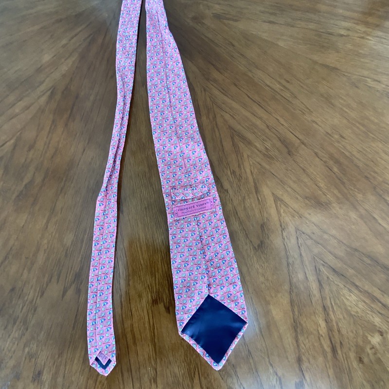 Vineyard Vines Men's Pink Blue White Silk Geometric Pattern Tie gallery