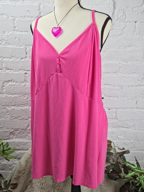 Torrid Super Soft Rib Knit Tank Top Pink Solid 5X Adjustable Strap NWOT Comfy