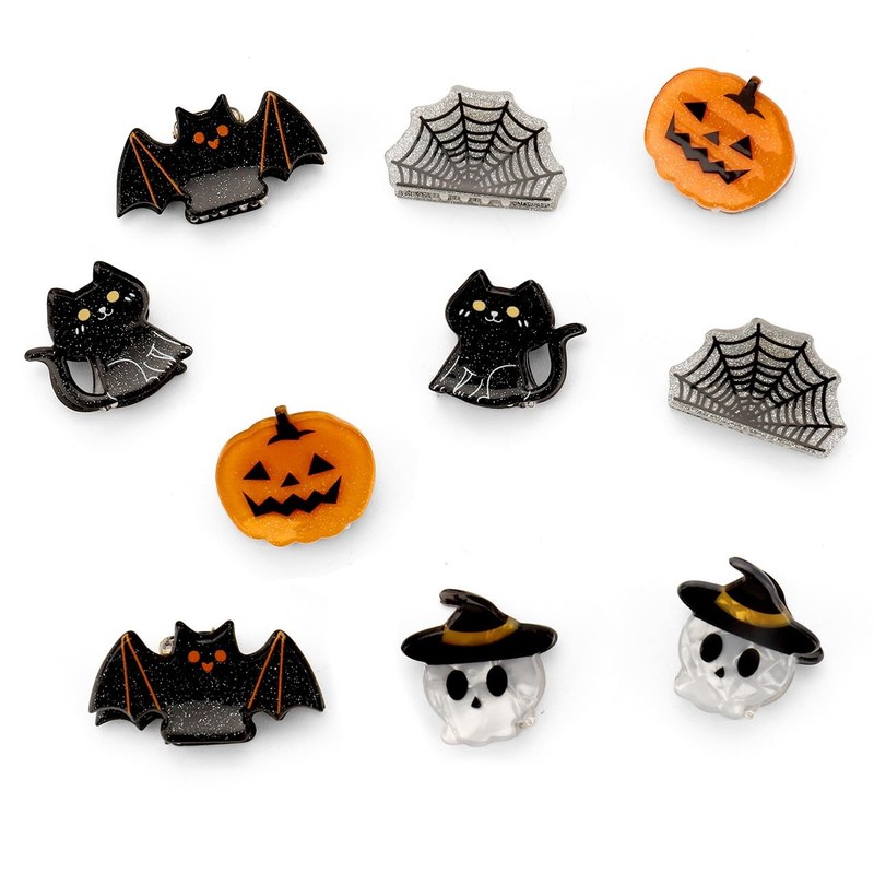 10Pcs Mini Halloween Hair Claw Clips for Girls 1 Count (Pack of 10), Set-A