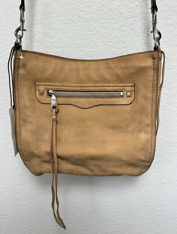 REBECCA MINKOFF Suede Leather Regan Feed Crossbody Bag Sand Tan NWT
