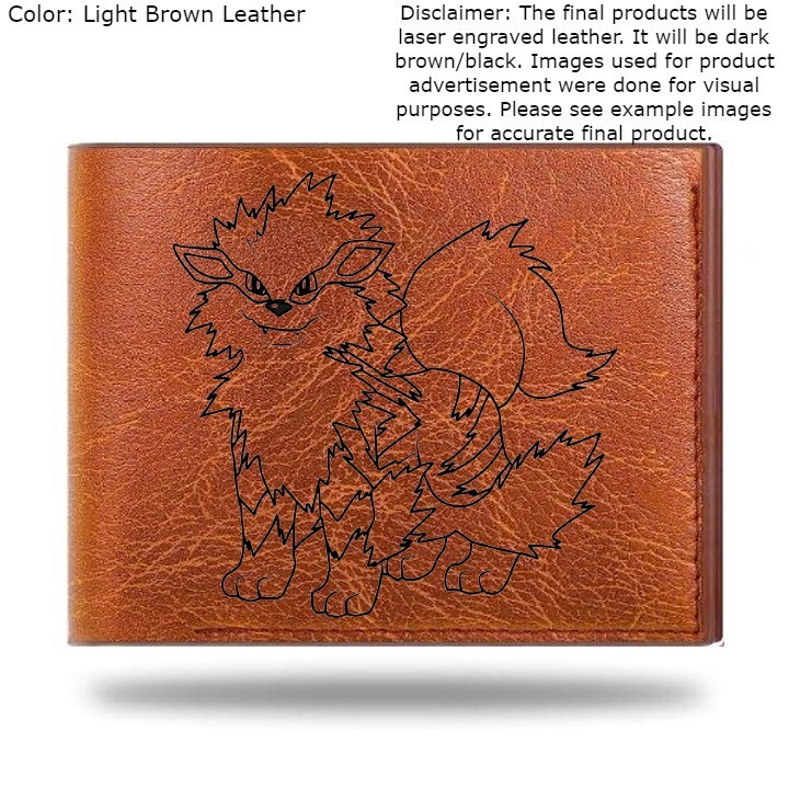 Custom Engraved ARCANINE Leather Bifold Wallet – Color Choices