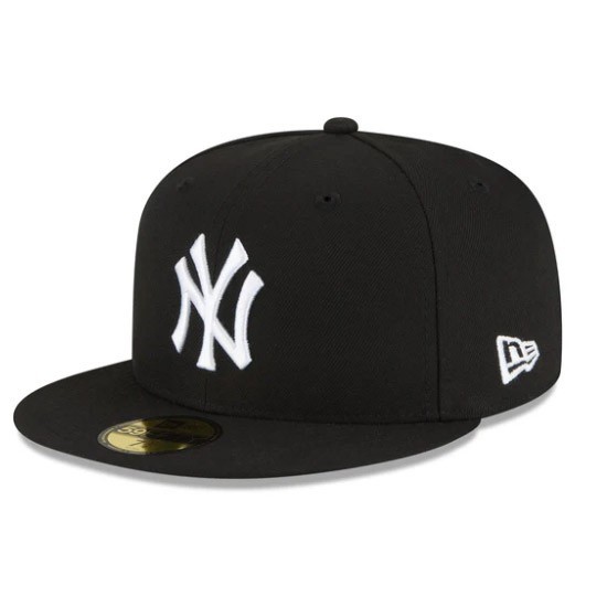 Genuine New York Yankees New Era 59FIFTY Fitted Hat Black White NY Logo Cap gallery
