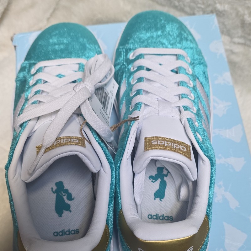 adidas Grand Court 2.0 Jasmine K Unisex Kids Turquoise/White/Gold Sneaker US 6 gallery
