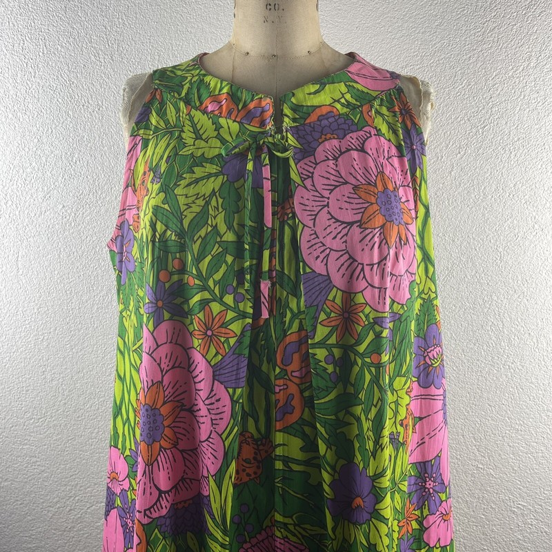 Vintage l 60s M Coffee Break Mod Novelty Floral Jungle Leopard Zip Pockets Dress gallery