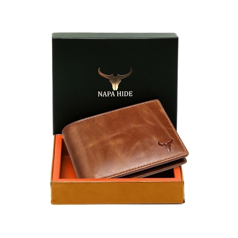 NAPA HIDE Leather Wallet for Men Handcrafted (Tan Crunch)