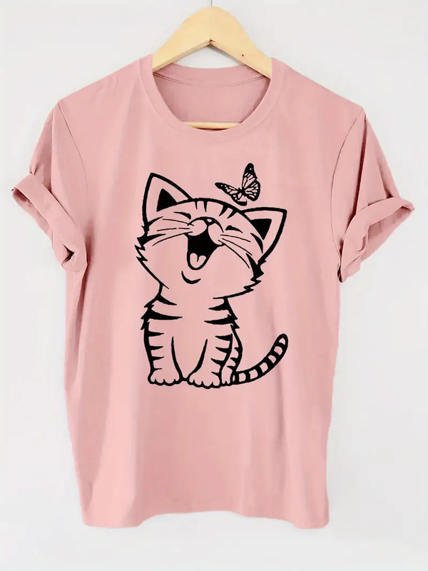 New cat pink t shirt size S-5XL gifl fan Tee Unisex men