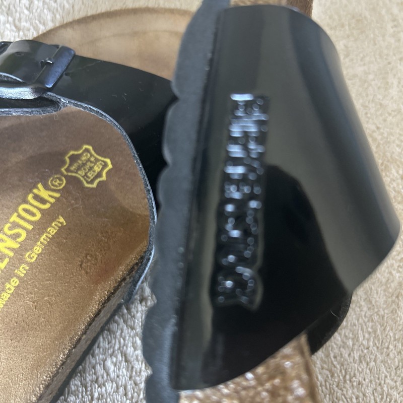 Birkenstock Madrid Birko Flor Sandal Black Patent Slide EU 35 Women’s 5.5-6 gallery