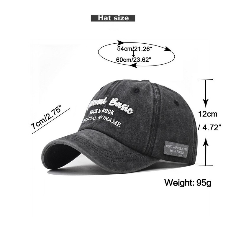 Adjustable Sports Cotton Washed Letter Baseball Cap Outdoor Hat for Men Women gallery