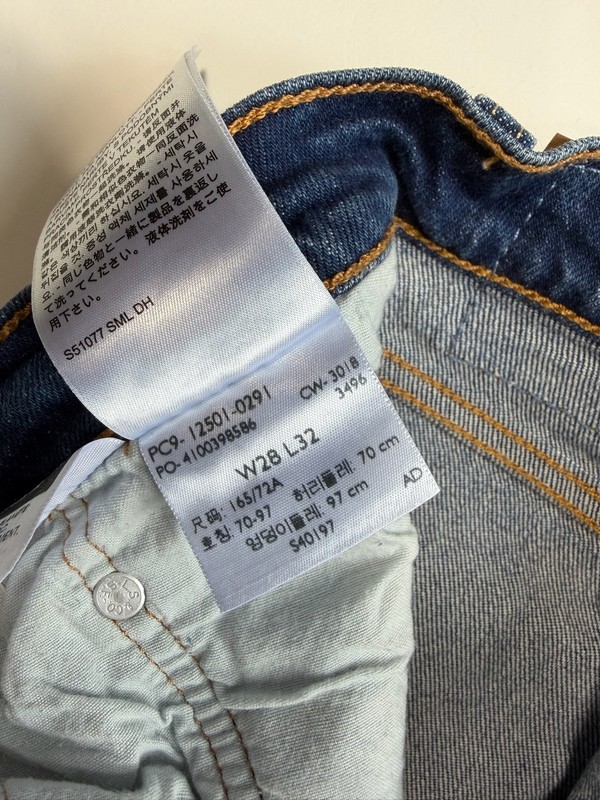 Levi’s Premium 501 High Rise Button Fly Straight Leg Jeans Sz 28x32 Dark Wash gallery