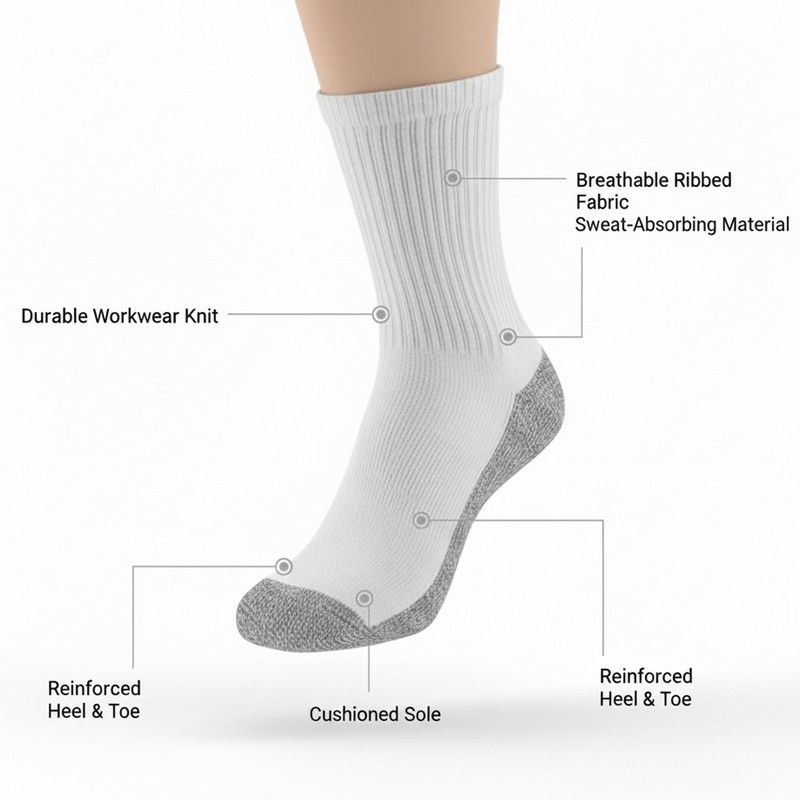 5 Pairs Mens Heavy Duty Crew Work Socks Moisture-Wicking Reinforced Size 10-13 gallery