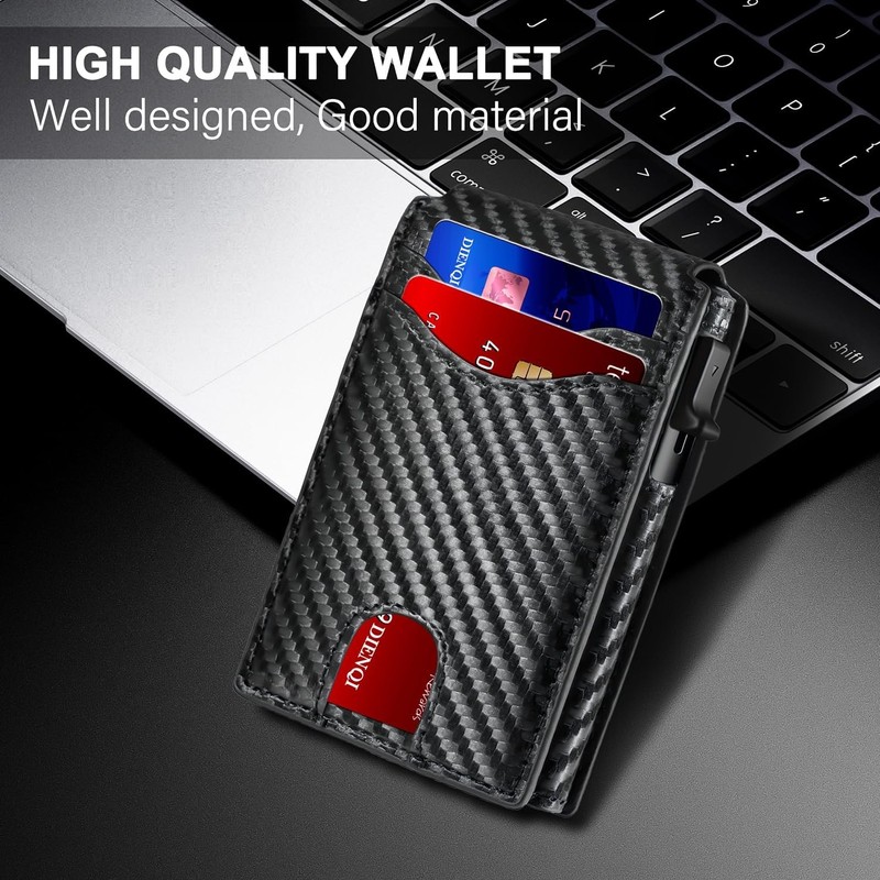 🔥 Mens Card Holder, Slim Card Wallet, RFID Blocking Wallet with Pop-Up Function gallery