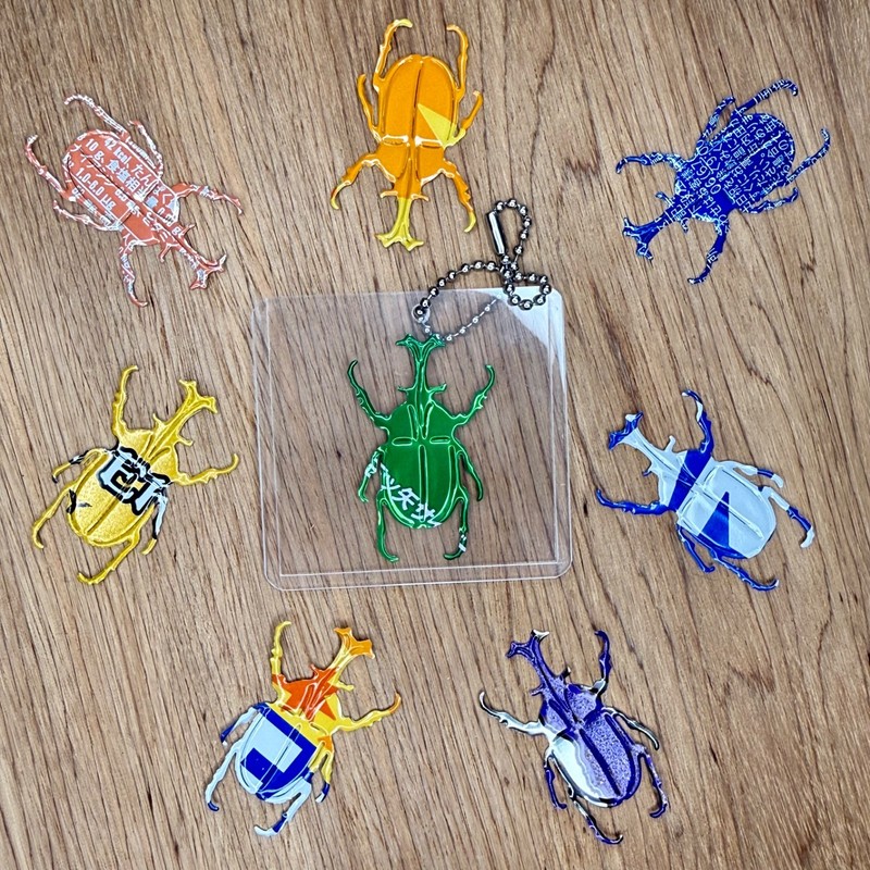 Handmade Recycled Japanese Aluminum Can Random Surprise Lot A – Rhino Beetles