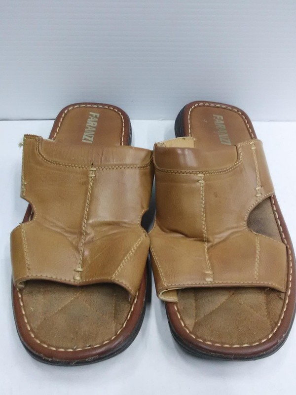 FARANZI Sandals Mens Size 10 Brown Slide Slip On Open Toe NAPA PU KGS81032