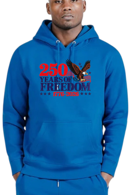 Embroidered 250 Years of Freedom Hoodie Patriotic Eagle USA 1776-2026 gallery