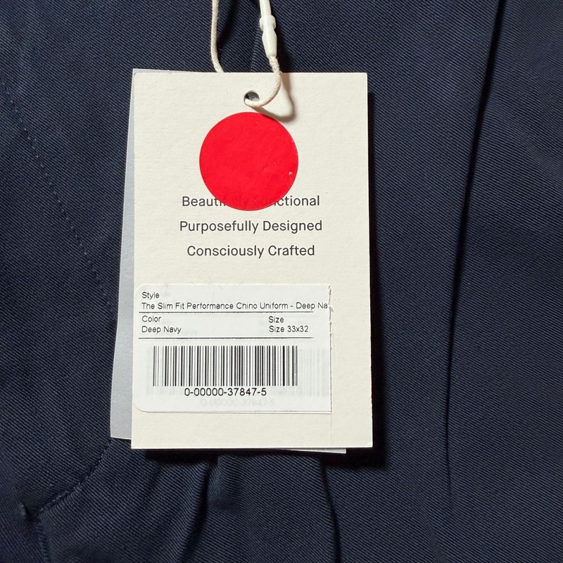 Everlane The Performance Chino | Uniform Deep Navy Slim Fit Size 33x32 NWT gallery