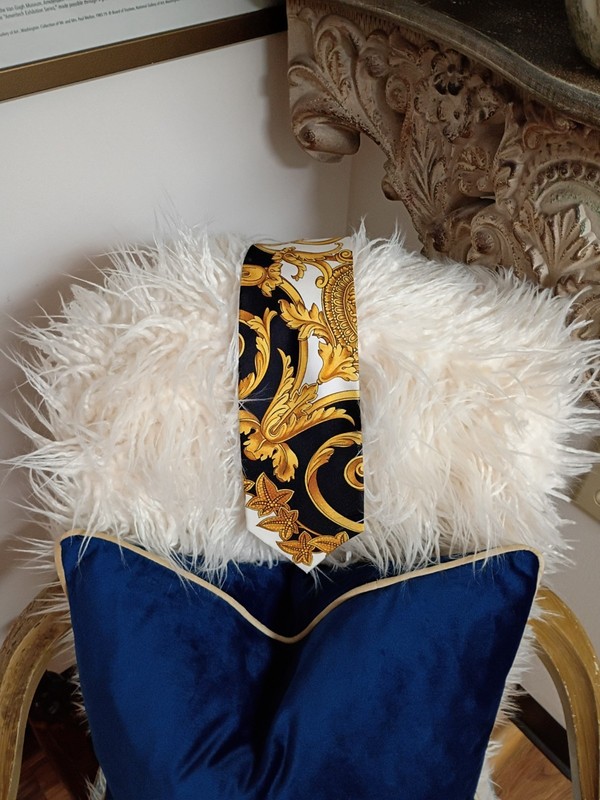 Vintage Black/Gold Versace mid 90’s tie from Historic Neiman Marcus Dallas, TX.