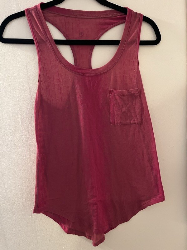 Lululemon Hot Pink Racerback Tank Top Pocket Athletic Workout Gym Size S