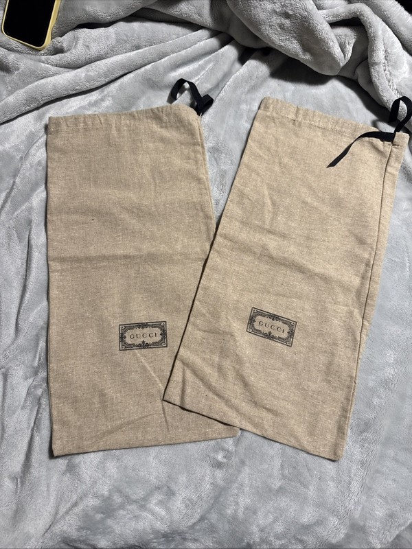 Gucci Dust Bags 17″x9″ Brown Drawstring Cover Protector Shoes Heels Travel Gift