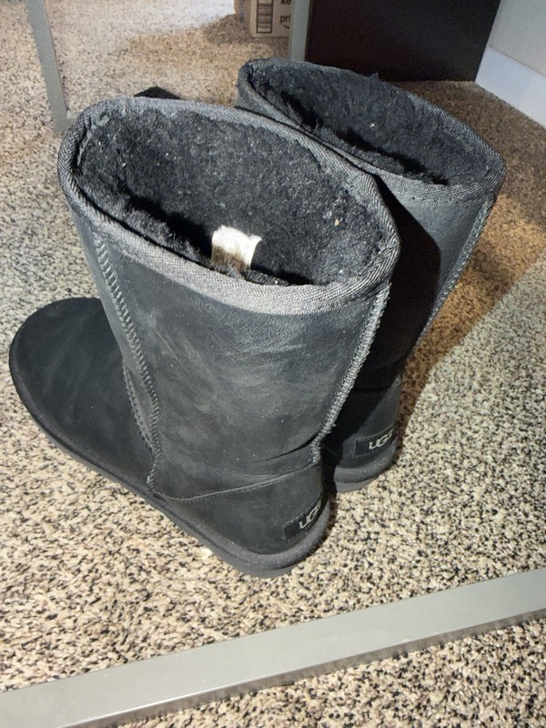 UGG Women’s Black Suede Faux Fur Lined Pull-On Mid-Calf Boots Size 11 gallery