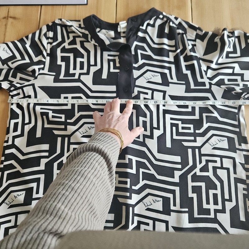 H&M x Richard Allen Oversized Shirt Dress Geometric Print Monochrome UK 12 14 gallery