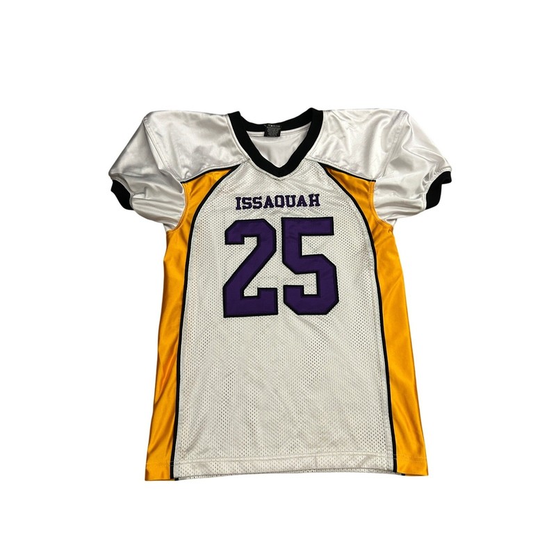 Vintage Issaquah Football Jersey Youth L White Yellow Purple 25 Excellent Mesh