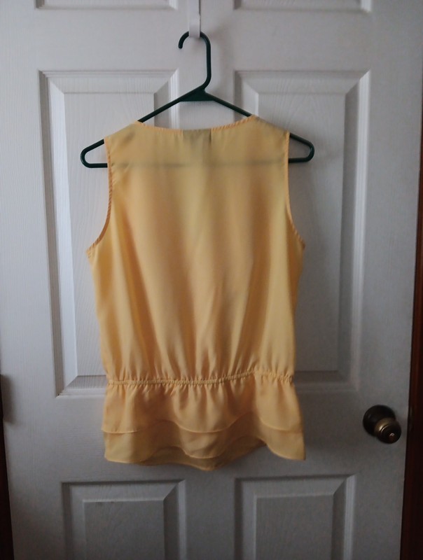 Ruffled Yellow Apostrophe Sleeveless Blouse Small gallery