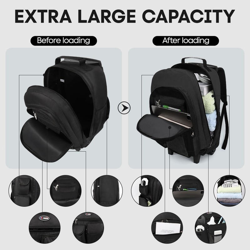 2 In 1 Carry On Travel Backpack 20" Rolling Backpack With Wheel & Handle gallery