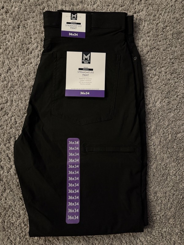 Member's Mark Men's Lightweight Black Straight Fit Denali Pant 36x34 NWT gallery