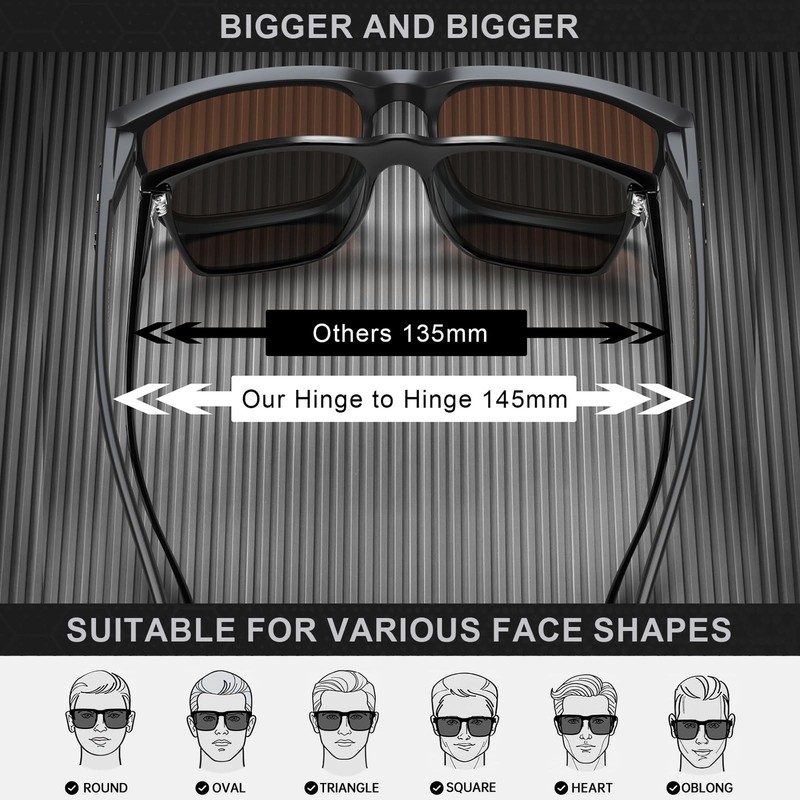 Large Heads XL Sunglasses Men's Polarized and UV Protection, 155MM Classic... gallery