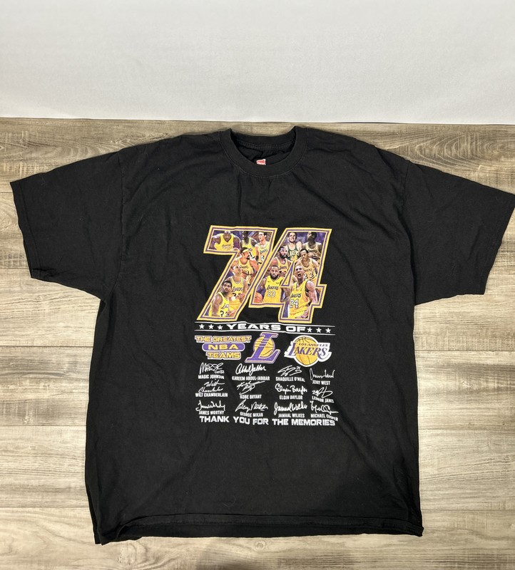 74 Years Of Los Angeles Lakers KOBE Signatures Thank You For The Memories 2XL
