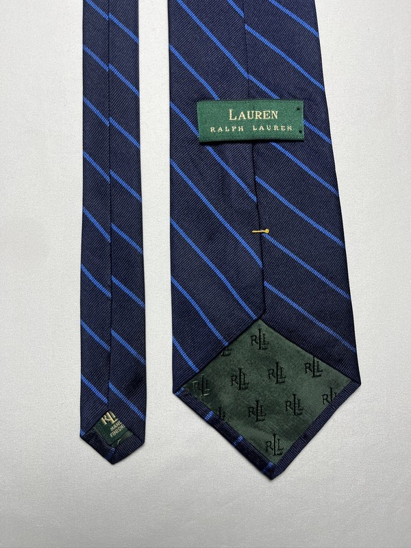 Ralph Lauren Tie Blue Stripe Formal Attire Made in USA Length 57” ￼