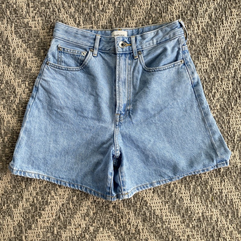 Everlane High Rise Light Blue Denim Shorts Size 0 Cotton Casual