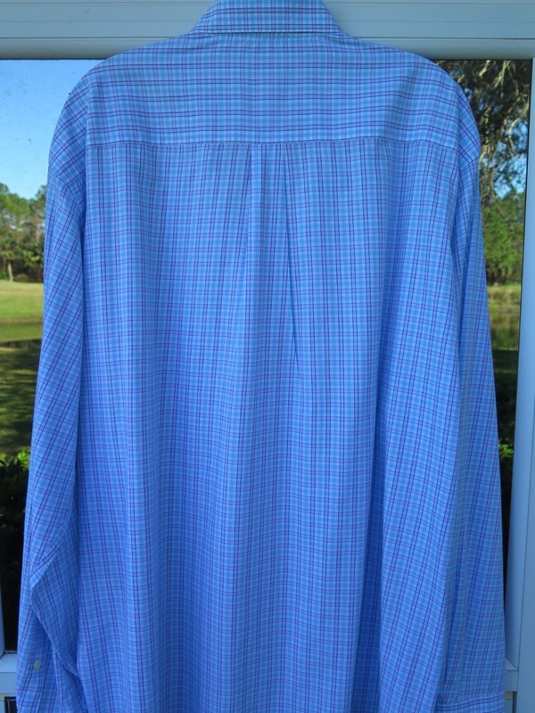Peter Millar Mens Pure Cotton Teal Blue White Plaids Checks Casual Shirt XL EUC gallery