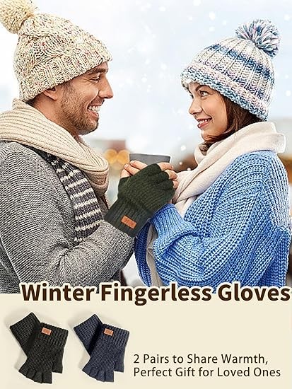 Winter Alpaca Wool Fingerless Gloves Thermal Men Knitted Half Finger Mitten gallery