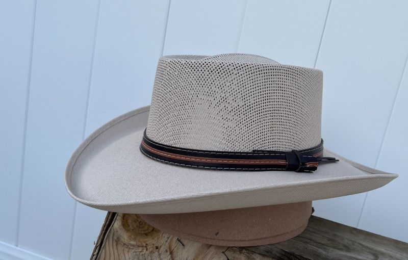 SAND COLOR MEN'S PANAMA STYLE SUMMER HAT LIGHT WEIGHT BEACH OR GOLF STYLE HAT gallery