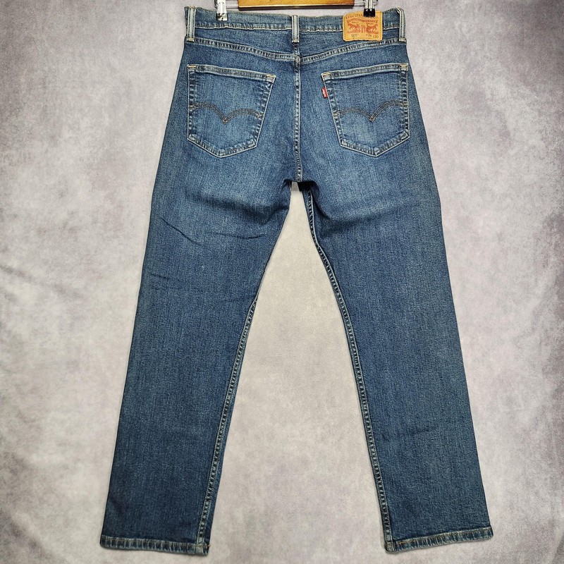 Levis 505 Jeans Mens 34×30 Blue Denim Straight Leg Regular Fit Classic Zip Fly