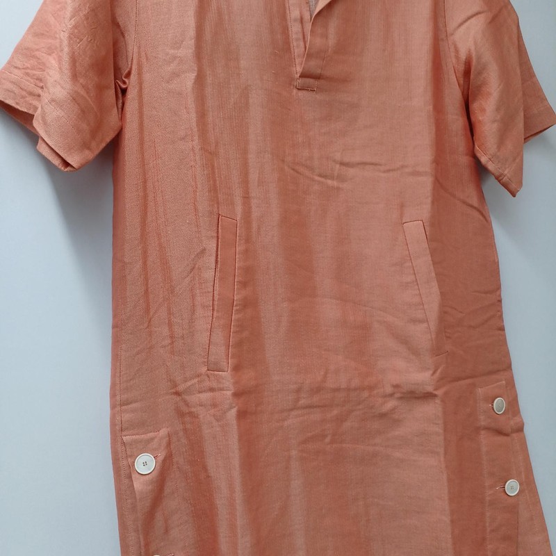 Seya Silk Blend Dress S Linen Cotton Polyester Midi Sleeve Casual gallery