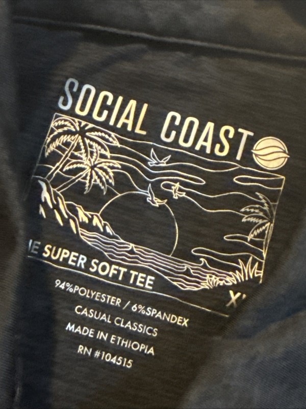 Social Coast The Super Soft Tee Performance Polo Golf Grey Short Sleeve L/XL gallery